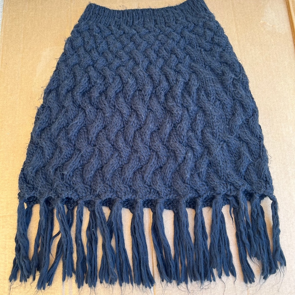 VTG NWT Follow Me KnittingCardigan Fringe Black Mini Skirt Size Juniors